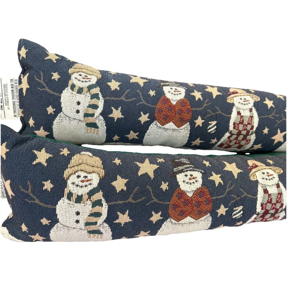 Vintage Christmas Winter Snowman‎ Tapestry Door Draft Stoppers Country Lot Of 2